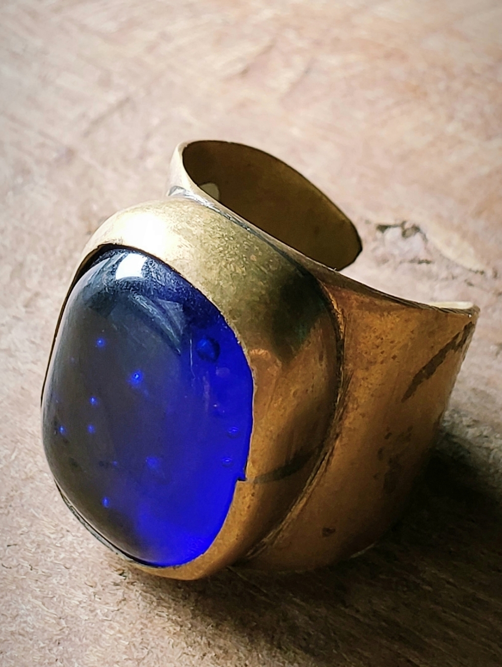 Vintage Gripoix Cobalt Blue Glass Ring